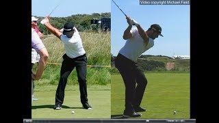 Jon Rahm golf swing  Long Iron faceon amp downtheline July 2017 [upl. by Veats]