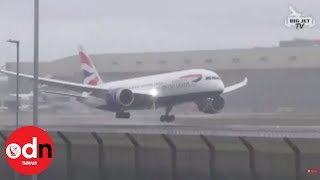 Dramatic moment plane aborts landing at Heathrow [upl. by Dlorej769]