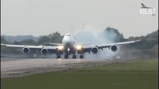 CROSSWIND LANDINGS at London Heathrow Airport [upl. by Cassil]