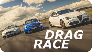 DRAG RACE  Giulia Quadrifoglio VS M3 Pack Competition VS ATSV [upl. by Ailedroc]