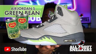 AIR JORDAN 5 GREEN BEAN UNBOXING amp REVIEW [upl. by Frerichs]