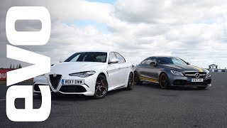 Alfa Romeo Giulia Quadrifoglio v MercedesAMG C 63 S Coupe  evo head to head [upl. by Perceval]