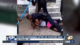 Officer suspended after he punches man Baltimore MD [upl. by Trebleda]