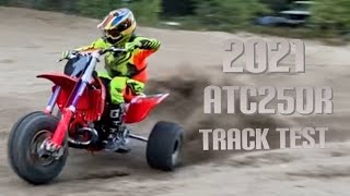 2021 HONDA ATC250R TRACK TEST Modern 2 Stroke CR250 Three Wheeler Build [upl. by Lisetta]