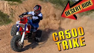 2022 HONDA CR500 TRIKE FIRST DESERT RIDE  Modern Three Wheeler [upl. by Zina]