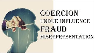 Coercion Undue Influence Fraud Misrepresentation  Indian Contract Act 1872  Law Guru [upl. by Odel286]