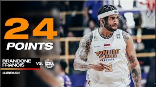 Brandone Francis drops 24 Points  vs Satria Muda Pertamina Jakarta  10 March 2024 [upl. by Post]