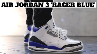 AIR JORDAN 3 RETRO RACER BLUE Review  On Feet [upl. by Joana]