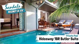 Honeymoon Hideaway One Bedroom Butler Suite BH  Sandals La Toc St Lucia  Full Tour amp Review 4K [upl. by Hsirt]