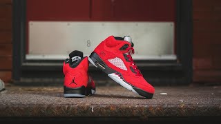 Air Jordan 5 Retro quotRaging Bullquot Toro Bravo Review amp OnFeet [upl. by Broadbent]