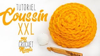 TUTO CROCHET COMMENT FAIRE UN COUSSIN AVEC DE LA LAINE XXL [upl. by Henri399]