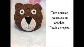 Tuto coussin nounours au crochet [upl. by Anyala]