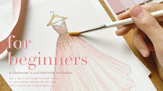 no figure drawing required Fashion Sketch Tutorial for Total Beginners [upl. by Rebmetpes]