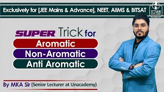 Supertricks for Aromaticity Antiaromaticity and nonaromaticity  Explain by IITian  Jee Advance [upl. by Groscr]