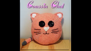 TUTO crochet  Comment faire un coussin Chat facile au crochet [upl. by Doria]