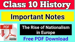 The Rise of Nationalism In Europe Notes PDF  Class 10 History Chapter 1 [upl. by Elma]