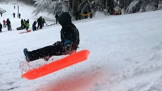 Kids catching air sledding on Mt Tabor hill [upl. by Yregerg811]