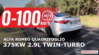 2021 Alfa Romeo Giulia Quadrifoglio 0100kmh amp engine sound [upl. by Ailaza]