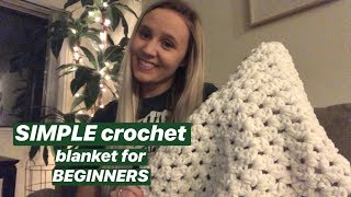 SIMPLE Double Crochet Blanket for Beginners [upl. by Ierna]