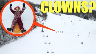 Drone catches snow clowns tobogganing at this abandoned ski resort Unbelievable [upl. by Locin]