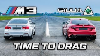 BMW M3 VS GIULIA QUADRIFOGLIO  TIME TO DRAG [upl. by Leahcimnaes]