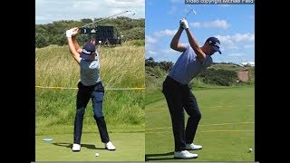 Justin Thomas golf swing  Long Iron faceon amp downtheline July 2017 [upl. by Eirehs]