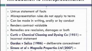 Misrepresentation Lecture 1 of 4 [upl. by Atires568]