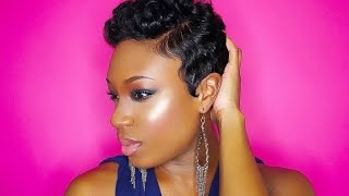 HOW TO Style Your Pixie Cut Into CURLY FAUX HAWK With WAVES  Lorissa Turner [upl. by Solim]