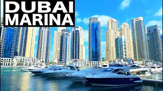 Dubai Marina Complete Walk  4K  Dubai Tourist Attraction [upl. by Odrawde]