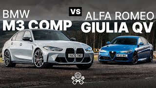 2021 BMW M3 Competition G80 vs Alfa Romeo Giulia Quadrifoglio  PistonHeads [upl. by Yoo]