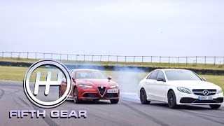 Mercedes AMG C63 vs Alfa Romeo Giulia Quadrifoglio Speed Test  Fifth Gear [upl. by Malo]